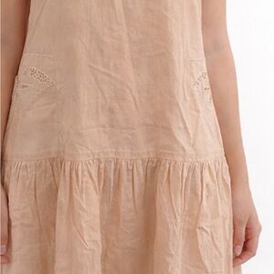 Vintage Peach Embroidered Midi Dress 10 Cottagecore Boho Romantic Flutter Sleeve